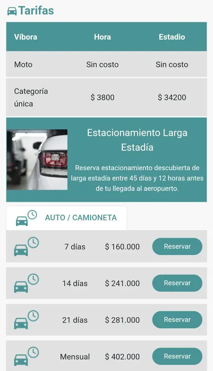 AEROPUERTO NEUQUEN TARIFAS